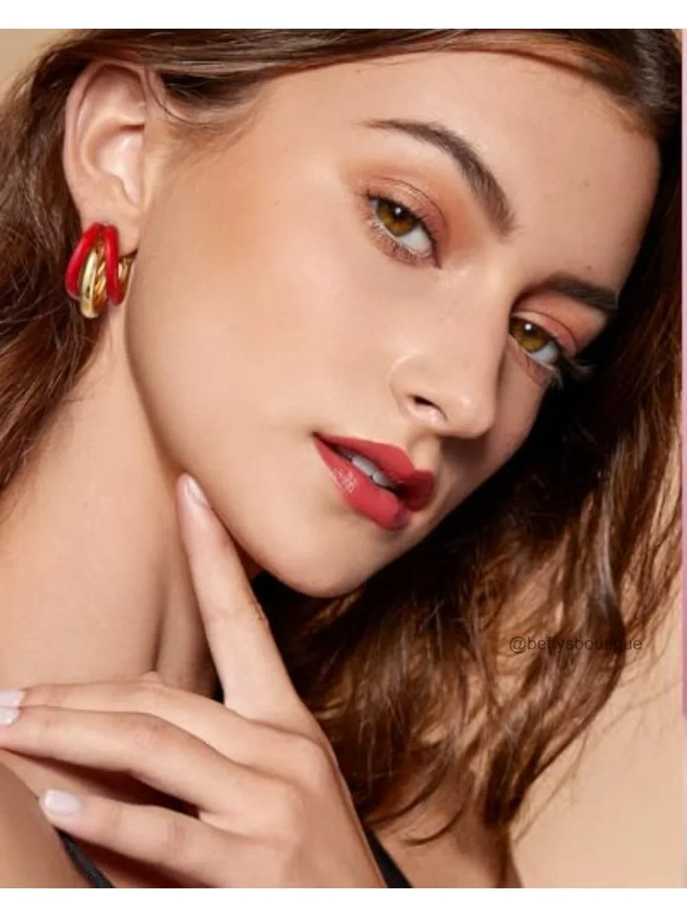 Chunky Triple Hoop Earrings Thick Three Open Hoop Brass Women